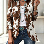 Stylish and Unique Printed Ruffle Trim Button-down Long Sleeve  Jacket