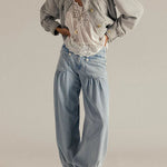 We The Free Denim Mid Rise Pocket Knotted Ankle Hem Lotus Balloon Jeans