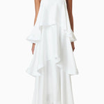 Soft and Smooth Satin Tiered Slip Square Neck A-line Maxi Dress