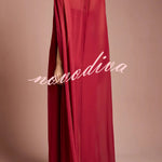 My Dearest Chiffon Sequin Trim High Neck Batwing Cutout Sleeve Cape Maxi Dress