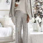 Special Treat Sequin High Rise Wide Leg Party Pants