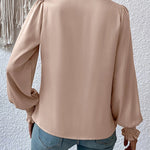 Zeagoo Elegant V-neck Lantern Sleeve Blouse Temperament Solid Color Shirt for Women Casual Work Office Loose Fit 2026 | Under $40