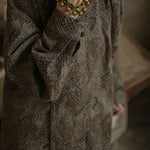 Retro Python Pattern Button-Down Jacquard Zen Shirt