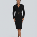 Valentina Moreau | Elegant Belted Midi Dress For Women