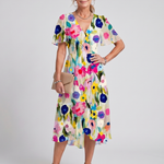 Mirabel | Flutter Sleeve Gathered Waist Floral Print Midi Dress