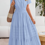 Chloe Evans | Tiered Flutter-Sleeve Maxi Dress For Women