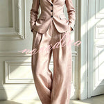 Minimalist Chic Tailored Blazer & Pleated Pant Suit