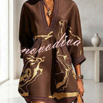 Aurelia Gilded Marble Linen Tunic Dress