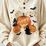 Spooky Season Velvet Long Sleeve Halloween Shirt with Buttons