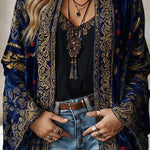 Essential Mosaic Velvet Open-Front Jacket