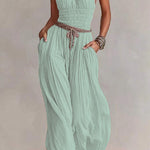 Bohemian Halter Neck Wide-Leg Jumpsuit