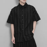 Vertical Striped Vintage Fringe Patchwork Shirt