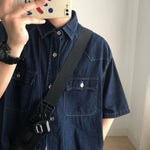 Denim Short-sleeved Loose Work Shirt