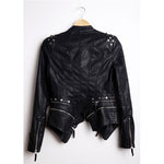 PU Gothic Style Rivet Slim Waist Leather Jacket