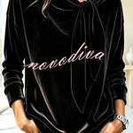 Celeste Velvet Flowing Blouse with Bow Detail
