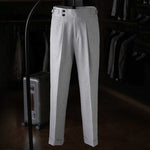 High-waisted Parisian Button Draped Suit Trousers
