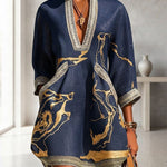 Aurelia Gilded Marble Linen Tunic Dress