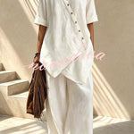 Tulum Asymmetric Linen Two-Piece Set
