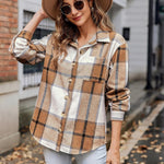 Zeagoo Women Flannel Shacket Jacket Plaid Button Down Shirt
