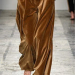 Brown velvet zip-up hooded sweatshirt and trousers set