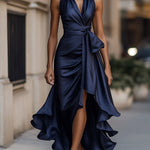 The Spark | Satin Dress with Draped Waist