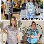 Zeagoo Womens Short Sleeve Tunic Shirts Floral Print Tops