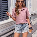 Zeagoo Short Sleeve Button Down Shirt Casual Loose Fit Blouses