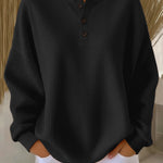 Mirabel | Cozy Waffle Henley Sweatshirt
