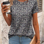 Zeagoo Womens Short Sleeve Tunic Shirts Floral Print Tops