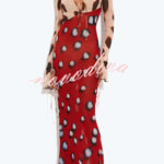 Sabine Animal and Butterfly Print Colorblock Long Sleeve Bias Cut Maxi Dress