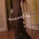 Western Chic Layered Tassels Hem Sleeveless Tank Maxi Dress