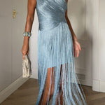 Modern Day Glam CrossTassel Sleeveless Drape Hem Maxi Dress