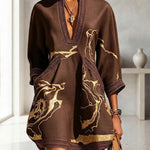 Aurelia Gilded Marble Linen Tunic Dress