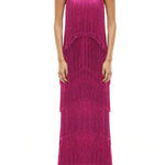 Party Queen Layered Tassel Design Off Shoulder Back Tie-up Maxi Dress