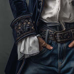 Marguerite | Navy Embroidered Longline Jacket