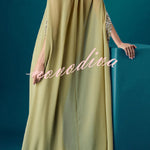 My Dearest Chiffon Sequin Trim High Neck Batwing Cutout Sleeve Cape Maxi Dress