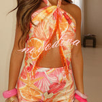 Aura  Citrus Sequin Halter Set