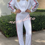 Rylee Colorblock Striped Star Print High Rise Elastic Waist Wide Leg Pants