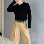 Cotton Half-open Collar Three-button Bottoming Shirt