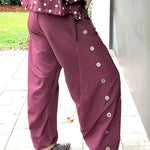 Kadence Denim Side Metal Hollow Ring Detail Pocket Lantern Pants