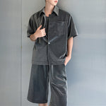 Summer Bright Silk Shirt Vest Shorts Three-piece Suit