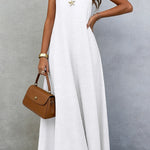 Solid Color Sleeveless Loose Casual Vacation Style Maxi Dress