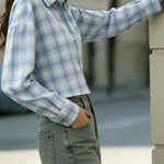 Plaid Print Loose Collar Long Sleeve Pockets Casual Shirt