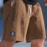 Caspien | Geometric Texture Knit Drawstring Shorts