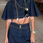 Luna Denim High Rise Pocket Adjustable Buckle Ankle Strap Harem Pants