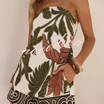 Polka Dot Print Sleeveless Off-shoulder Top and Elastic Waist Casual Pocket Shorts Set
