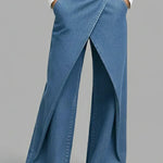 Stylish High-waisted Crossover Placket Pocket Casual Jeans