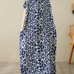 Batwing Sleeves Loose Floral Printed V-Neck Maxi Dresses
