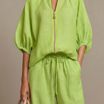 Natalia™ | Zip Front Blouson Top Wide Leg Set