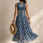 Adeline | Long Denim Dress with Polka Dots